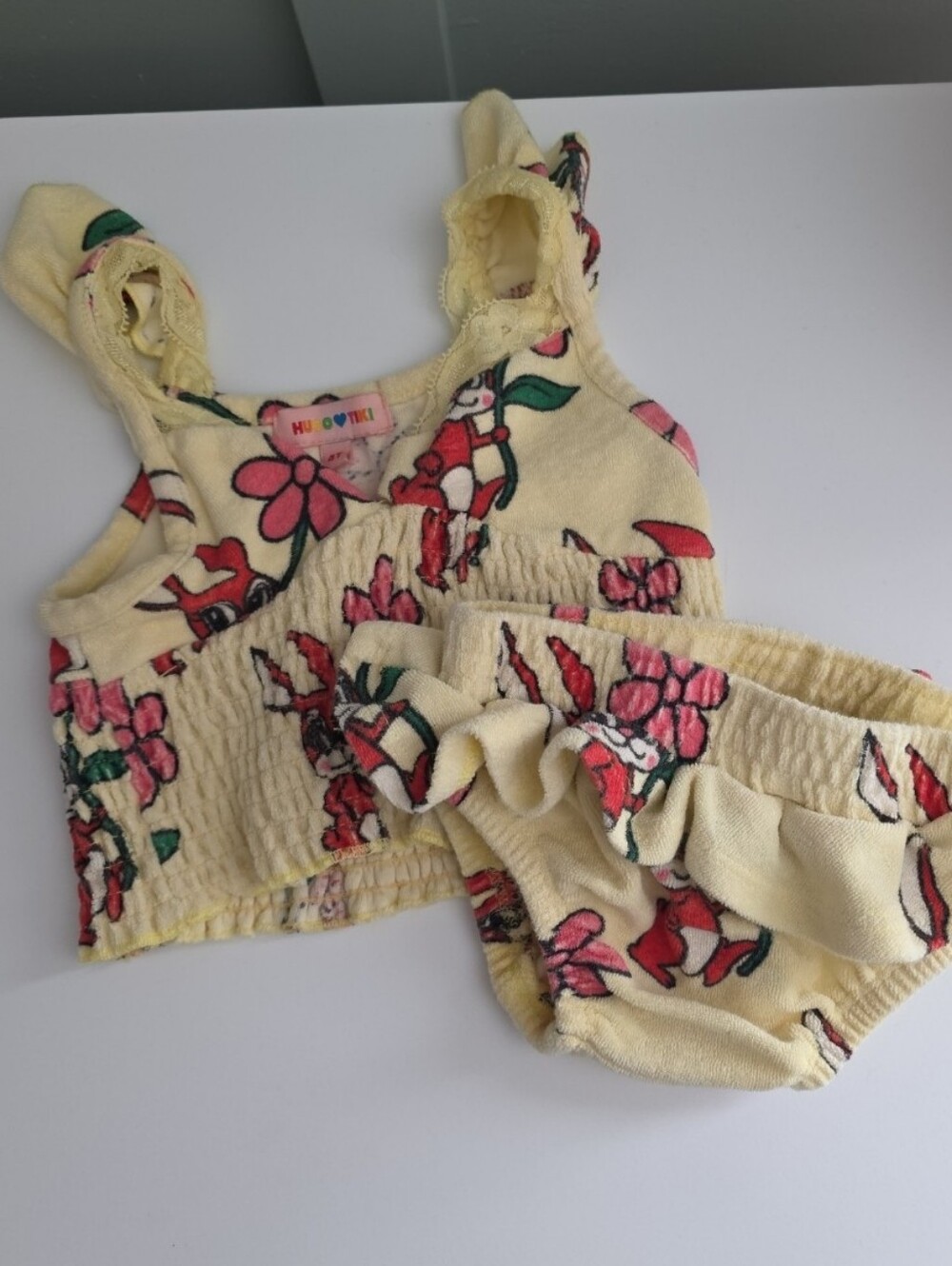 HUGO Loves Tiki 4t Yellow Floral Two-Piece Kids Swim Set